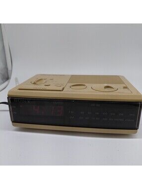 Sony Dream Machine AM/FM Alarm Clock Radio Digital LED Vintage Beige Tested